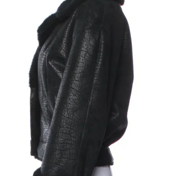 NWOT MARC JACOB'S BLACK π€ SHORT SHEARLING JACKET SZ MEDIUM ..... - Picture 3 of 11